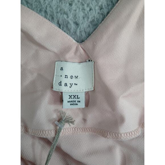 A New Day Dress Womens XXL 2XL Pink Maxi Slip Spaghetti Strap Jewel V Neck NWT - Picture 2 of 10